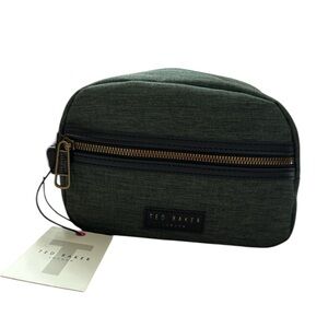 Ted Baker Olive Toiletry Bag with Black Accents